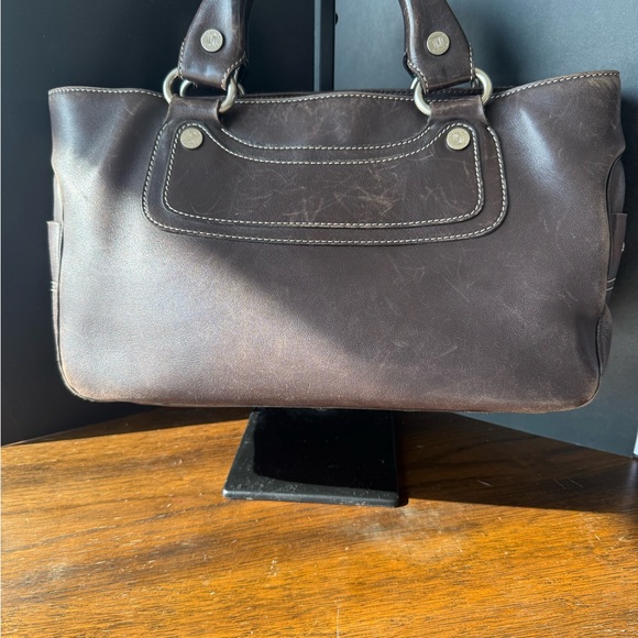 Celine Chocolate Brown Leather Shoulder Bag
